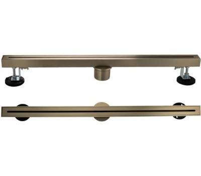 САНАКС - Трап 600х32 мм, нержавеющая сталь, линейный, вертикальный, щелевой, с сухим затвором, цвет ЗОЛОТО МАТОВОЕ. 40061