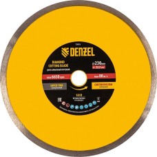 Алмазный диск DENZEL Диск алмазный отрезной 230 х 22,2 мм, сплошной, супертонкий, горячий пресс, мокрое резание 73055