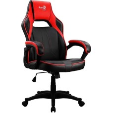 Кресло компьютерное игровое AEROCOOL Кресло игровое AC40C AIR, полиуретан, до 150кг, топ-ган, фиксированные подлокотники, черный/красный/красный