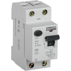 IEK Выключатель дифф. тока (УЗО) ВД1-63 Generica (MDV15-2-032-030) 32A 4.5кА 2П 230В 2 модуля серый (упак.:1шт)