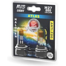 Лампа галогенная AVS Галогенная лампа /ATLAS ANTI-FOG/желтый H27/880.12V.27W.блистер 2шт