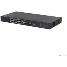 Коммутатор DAHUA DH-S3220-16GT-240 16-портовый гигабитный коммутатор с PoE, уровень L2, 16xRJ45 1Gb, 2xRJ45 1Gb uplink, 2xSFP 1Gb uplink, суммарно 240Вт, коммутация 40 Гбит/с, MAC-таблица 8К
