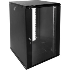 ЦМО Шкаф коммутационный ШРН-Э-18.350-9005 настенный, стеклянная передняя дверь, 18U, 600x878x350 мм