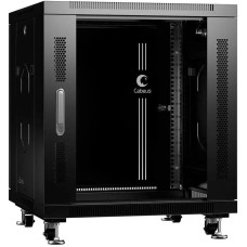 CABEUS Шкаф коммутационный SH-05C-12U60/60-BK напольный, стеклянная передняя дверь, 12U, 600x730x600 мм