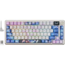 REDRAGON Клавиатура Flekact Pro, беспроводная, USB, Bluetooth/Радиоканал, механическая, фиолетовый/белый [72616]