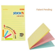 STICK`N Блок самоклеящийся бумажный Magic 21579 101x150мм 90лист. 70г/м2 пастель 3цв.в упак. в линейку