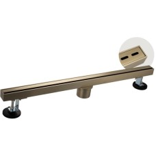 САНАКС - Трап 600х32 мм, нержавеющая сталь, линейный, вертикальный, щелевой, с сухим затвором, двухсторонняя решетка , цвет МАТОВОЕ ЗОЛОТО. 40063