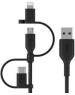 BELKIN Кабель BoostCharge Universal 3-in-1 USB-A&USB-C с переходниками Micro-USB/Lightning. Длина: 1м. Цвет: черный