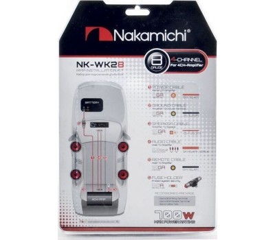 Кабели NAKAMICHI NK-WK28 набор проводов для подкл. 4х кан. усилителя 8Ga, ССА, блистер