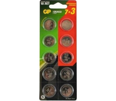 Батарейка GP (15743) Lithium Cell CR2032-7/3-2CR10 CR2032 (10шт) блистер