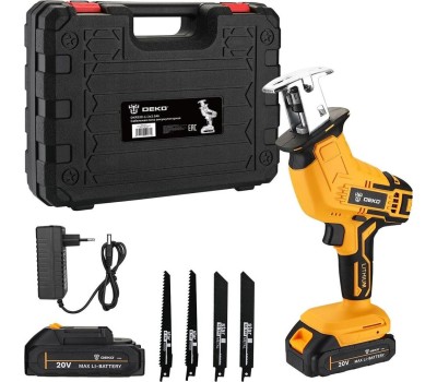 Сабельная пила аккумуляторная DEKO DKRS20-Li, 20В, 2x2.0Ач 063-4311