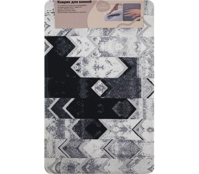 Коврик для ванной САНАКС 00444 Коврик в ванную ПАМЯТЬ - эффект восстановления, одинарный, дизайнерский - черно-серый 50 х 80 см