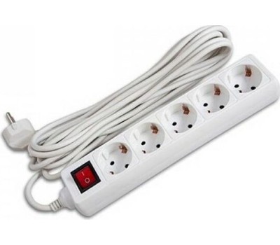 Сетевой удлинитель BURO BU-PS5.3/W 3м (5 розеток) белый (пакет ПЭ)