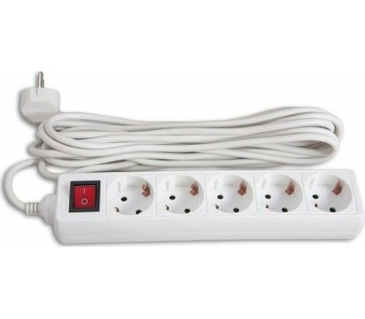 Сетевой удлинитель BURO BU-PS5.3/W 3м (5 розеток) белый (пакет ПЭ)