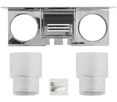 Аксессуары для ванной комнаты BRIMIX 1280-2 Полочка с двумя стеклянными стаканами и подставкой для зубных щёток, настенное крепление, из нержавеющей стали, цвет ХРОМ