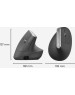 LOGITECH Мышь беспроводная MX Vertical, Bluetooth/Радио, вертикальная, оптическая, USB, 4000dpi, черный и серебристый [910-005449]