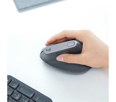 LOGITECH Мышь беспроводная MX Vertical, Bluetooth/Радио, вертикальная, оптическая, USB, 4000dpi, черный и серебристый [910-005449]
