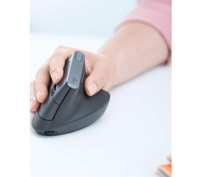 LOGITECH Мышь беспроводная MX Vertical, Bluetooth/Радио, вертикальная, оптическая, USB, 4000dpi, черный и серебристый [910-005449]