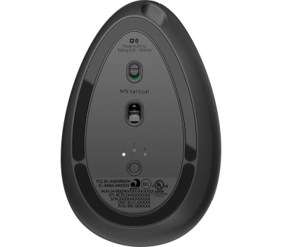 LOGITECH Мышь беспроводная MX Vertical, Bluetooth/Радио, вертикальная, оптическая, USB, 4000dpi, черный и серебристый [910-005449]