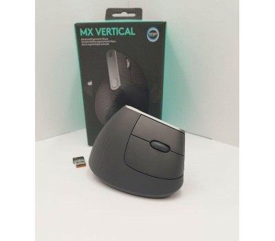 LOGITECH Мышь беспроводная MX Vertical, Bluetooth/Радио, вертикальная, оптическая, USB, 4000dpi, черный и серебристый [910-005449]