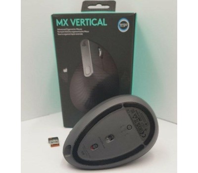 LOGITECH Мышь беспроводная MX Vertical, Bluetooth/Радио, вертикальная, оптическая, USB, 4000dpi, черный и серебристый [910-005449]