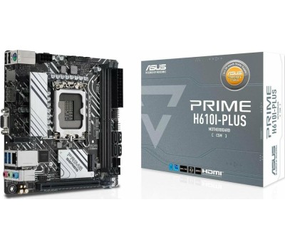 Материнская плата ASUS PRIME H610I-PLUS-CSM (Socket 1700, mini ITX, 2xDDR5(96GB), VGA/HDM/DP, 1xPCIe 4.0x16, 1xLAN, 4xSATA 6Gb/s, 1xM.2, 1xM.2 E key, 2xUSB 3.2, 2xUSB 2.0, 1xPS/2)