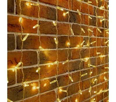 NEON-NIGHT Гирлянда светодиодная Занавес 2х9м 1200 LED ТЕПЛЫЙ БЕЛЫЙ прозрачный ПВХ IP65 эффект мерцания соединяется 230В нужен блок 303-500-1