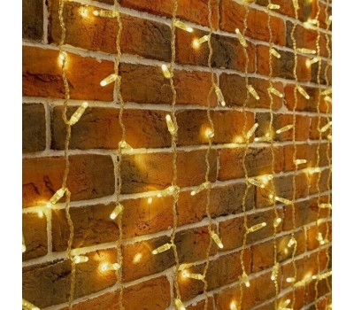 NEON-NIGHT Гирлянда светодиодная Занавес 2х9м 1200 LED ТЕПЛЫЙ БЕЛЫЙ прозрачный ПВХ IP65 эффект мерцания соединяется 230В нужен блок 303-500-1