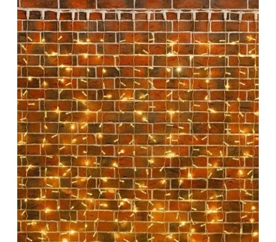 NEON-NIGHT Гирлянда светодиодная Занавес 2х9м 1200 LED ТЕПЛЫЙ БЕЛЫЙ прозрачный ПВХ IP65 эффект мерцания соединяется 230В нужен блок 303-500-1