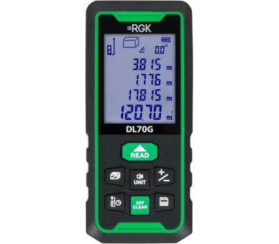 RGK Лазерный дальномер DL70G, 2 класс лазера, 535нм, луч зеленый [778183]