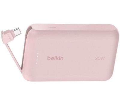 BELKIN Внешний аккумулятор BoostСharge Power Bank 10000mAh USB-C 20W со встроенным кабелем USB-C. Цвет: розовый