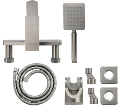 МАГНУС - Смеситель для ванны, короткий излив, шаровый, квадратный корпус, из нержавеющей стали марки 304, цвет САТИН. 9226