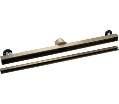 САНАКС - Трап 600х32 мм, нержавеющая сталь, линейный, вертикальный, щелевой, с сухим затвором, двухсторонняя решетка , цвет МАТОВОЕ ЗОЛОТО. 40063