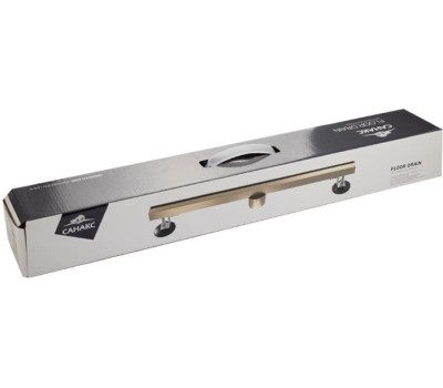 САНАКС - Трап 600х32 мм, нержавеющая сталь, линейный, вертикальный, щелевой, с сухим затвором, двухсторонняя решетка , цвет МАТОВОЕ ЗОЛОТО. 40063