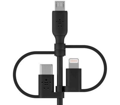 BELKIN Кабель BoostCharge Universal 3-in-1 USB-A&USB-C с переходниками Micro-USB/Lightning. Длина: 1м. Цвет: черный