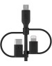 BELKIN Кабель BoostCharge Universal 3-in-1 USB-A&USB-C с переходниками Micro-USB/Lightning. Длина: 1м. Цвет: черный