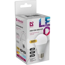 Лампочка DEFENDER (95019) A60-12W-830-E27 груша, теплый белый, 1 шт