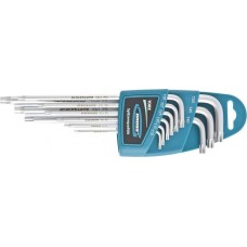 GROSS Набор ключей имбусовых Torx -TT, 9 шт: T10-T50, экстра-длинные, S2, сатинированные 16408