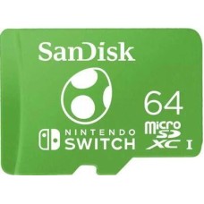 SANDISK Карта памяти microSDXC UHS-I Nintendo Switch 64 ГБ, 160 МБ/с, Class 10, SDSQXAO-064G-GN6ZN, 1 шт