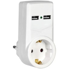 IEK Адаптер-переходник Т-01/01 (1 розетка) белый (блистер)
