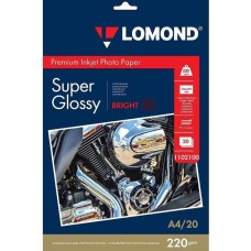 LOMOND Фотобумага 1102100 A4/220г/м2/20л./белый супер глянец для струйной печати