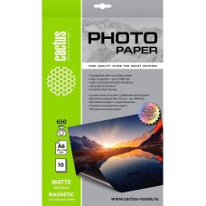 CACTUS Фотобумага CS-MMA665010 A6/650г/м2/10л./белый матовое/магнитный слой для струйной печати