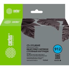 CACTUS Картридж струйный CS-3YL80AE 912 черный (18мл) для HP OfficeJet 8010/8012/8013/8014/8015/8020/8025 с чипом