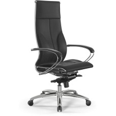 МЕТТА Кресло Samurai Lux черный сиденье черный экокожа с подголов. крестов. алюминий хром