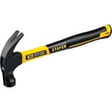 STAYER Hercules-M, 450 г, молоток-гвоздодёр столярный с фиберглассовой рукояткой, Professional (2027-450)