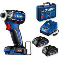 ЗУБР 20 В, 190 Н·м, 2 АКБ LMS (2 А·ч), бесщеточный ударный винтоверт, кейс, ПРОФЕССИОНАЛ (GVB-190-22)