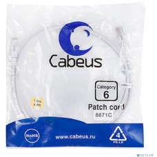 Cabeus PC-UTP-RJ45-Cat.6-1.5m-WH Патч-корд U/UTP, категория 6, 2xRJ45/8p8c, неэкранированный, белый, PVC, 1.5м