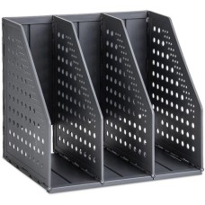 DELI Лоток вертикальный 79003Black 3отд. складной A5 200х150х180мм черный пластик