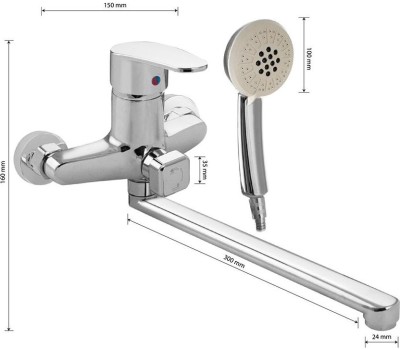 Смеситель для ванны САТУРН 48010 Смеситель в ванную длинный нос с дивертором на корпусе, шаровый 40 мм