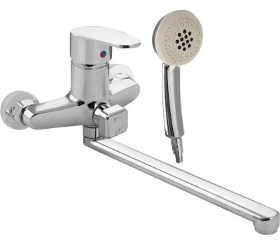 Смеситель для ванны САТУРН 48010 Смеситель в ванную длинный нос с дивертором на корпусе, шаровый 40 мм